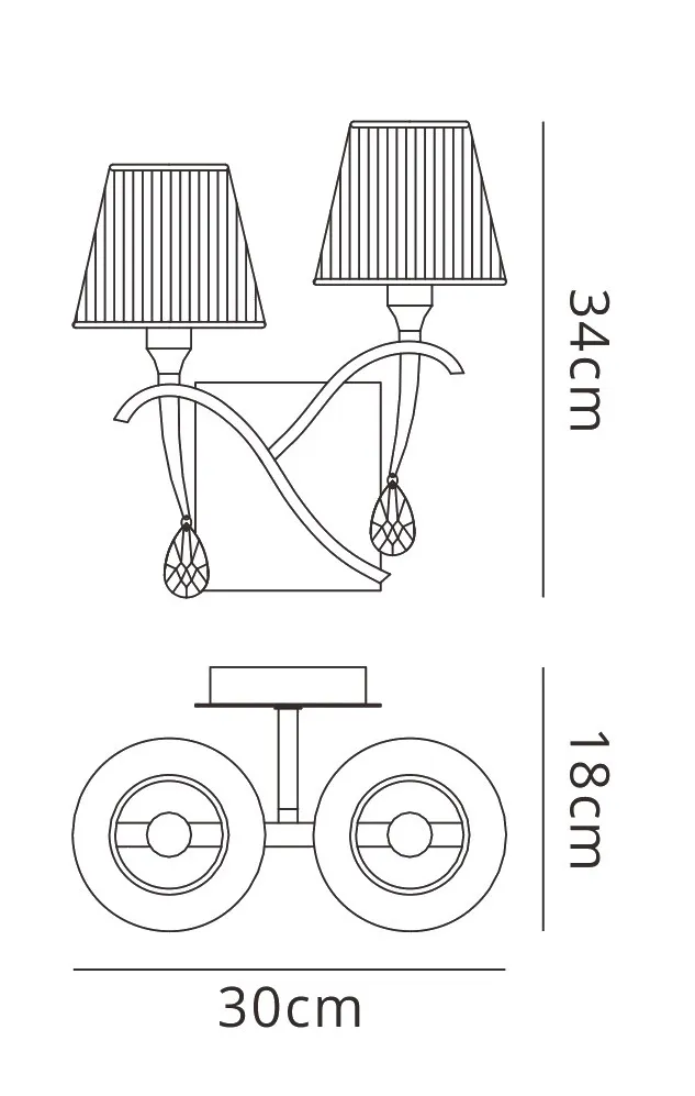 Siena Polished Chrome Crystal Wall Lights Mantra Shaded Wall Lights